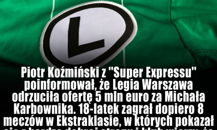 SE.pl: Legia ODRZUCIŁA ofertę 5 mln euro za zawodnika!
